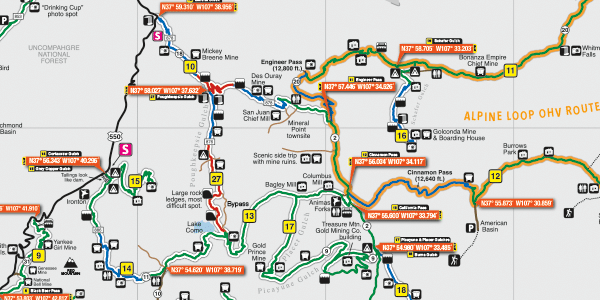 Off-Highway Map Silverton, Ouray, Lake City