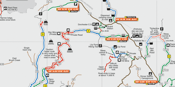 Off-Highway Map Taylor Park, Crested Butte